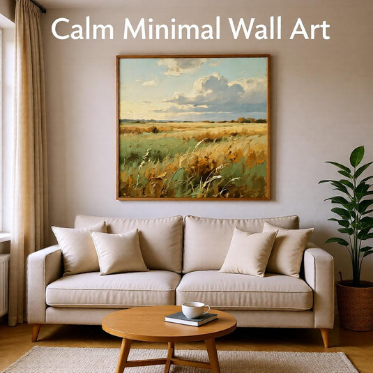 Neutral Landscape Printable Wall Art Rustic Countryside Field Minimal Farmhouse Decor Instant Download
