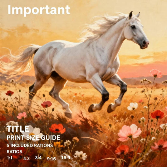 Wildflower Horse Meadow Art Print Sunset Equestrian Decor Rustic Farmhouse Printable Digital Download