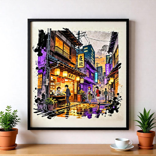 Tokyo Street Art Anime Night City Ramen Shop Poster Japanese Printable Digital Download