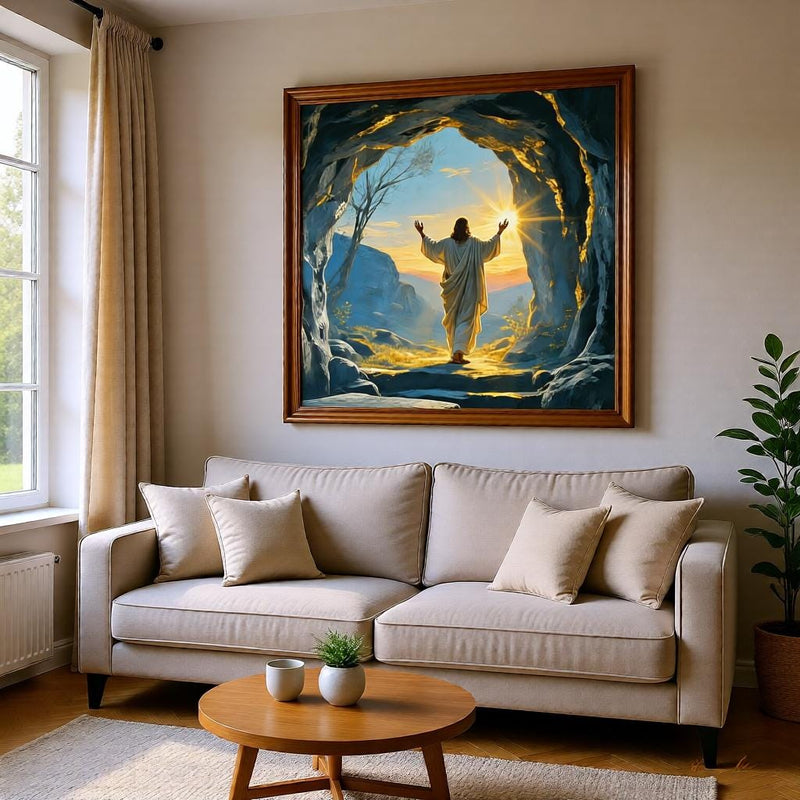 Load image into Gallery viewer, Empty Tomb Art He Is Risen Print Modern Christian Gospel Wall Matte Download Decor
