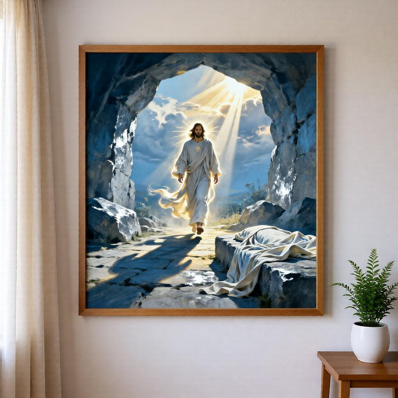 Load image into Gallery viewer, He Is Risen Art Empty Tomb Print Jesus Resurrection Christian Decor Matte Download
