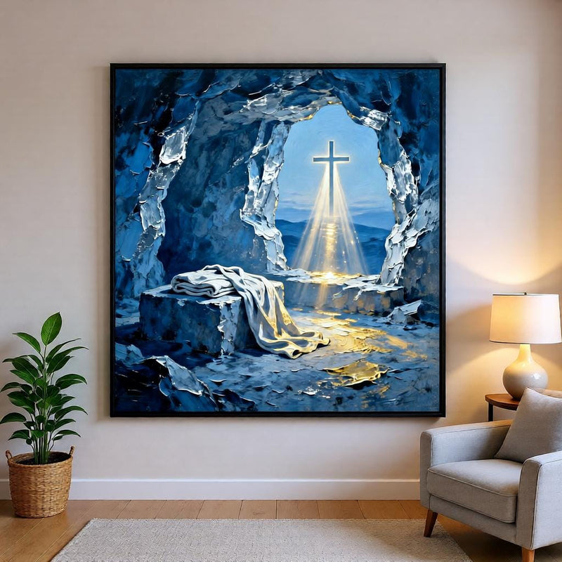 Load image into Gallery viewer, He Is Risen Art Empty Tomb Print Christian Poster Resurrection Faith Matte Download
