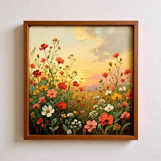 Wildflower Wall Art Meadow Sunset Floral Cottage Decor Botanical Printable Digital Download