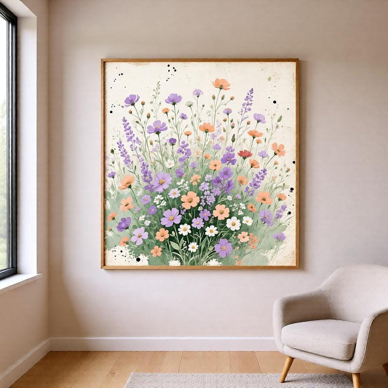 Load image into Gallery viewer, Pastel Wildflower Meadow Art Print: Watercolor Botanical Wall Art (Digital Download)
