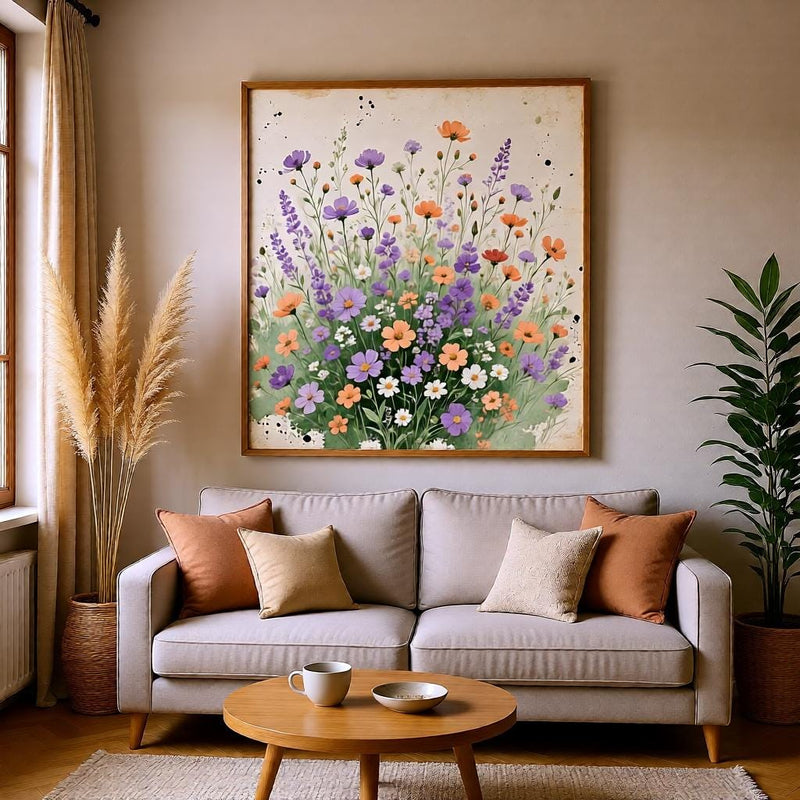 Load image into Gallery viewer, Pastel Wildflower Meadow Art Print: Watercolor Botanical Wall Art (Digital Download)
