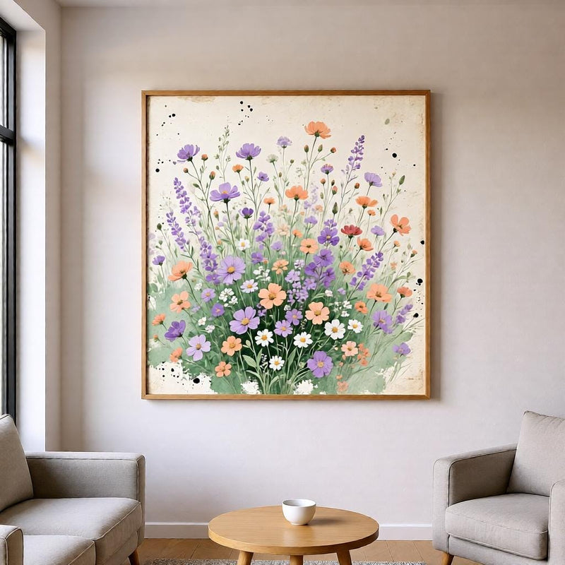 Load image into Gallery viewer, Pastel Wildflower Meadow Art Print: Watercolor Botanical Wall Art (Digital Download)

