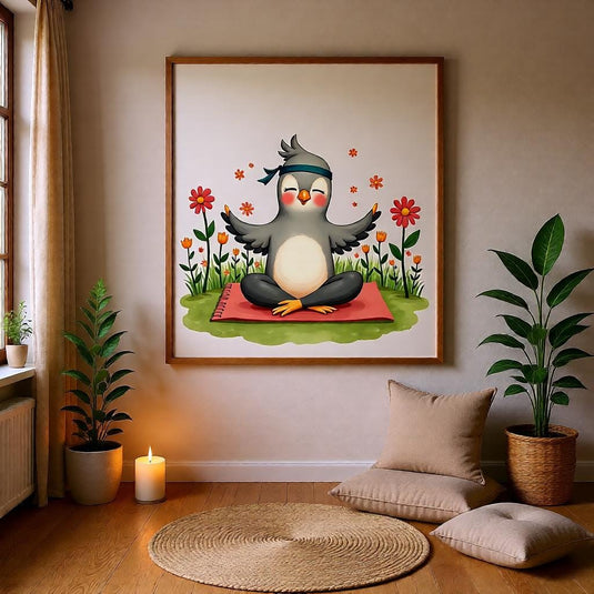 Calm Down Corner Poster Printable, Penguin Yoga Meditation Classroom Decor A4 Download