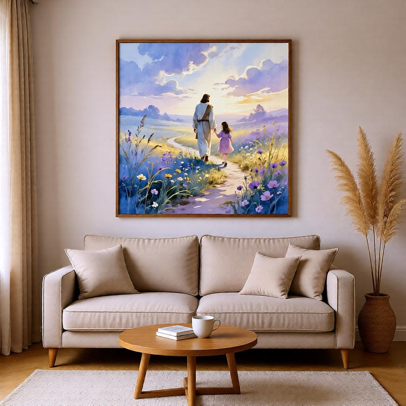 Load image into Gallery viewer, Jesus Walking With Child Printable Wall Art Christian Decor Faith Artwork Instant Download Poster

