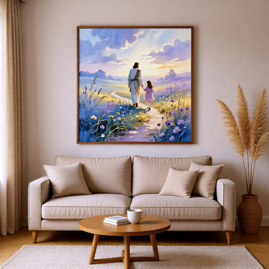 Jesus Walking With Child Printable Wall Art Christian Decor Faith Artwork Instant Download Poster
