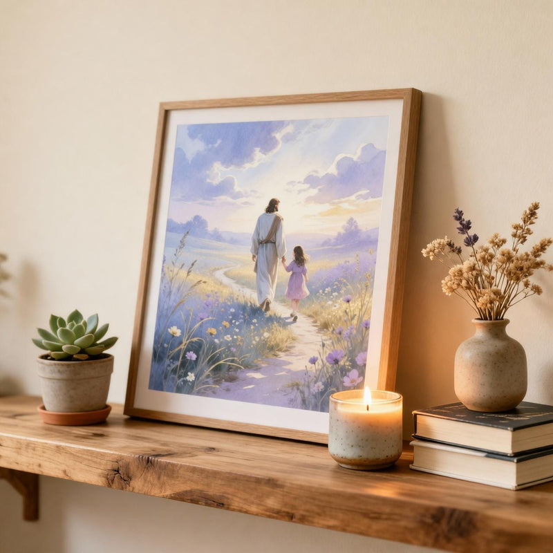 Load image into Gallery viewer, Jesus Walking With Child Printable Wall Art Christian Decor Faith Artwork Instant Download Poster
