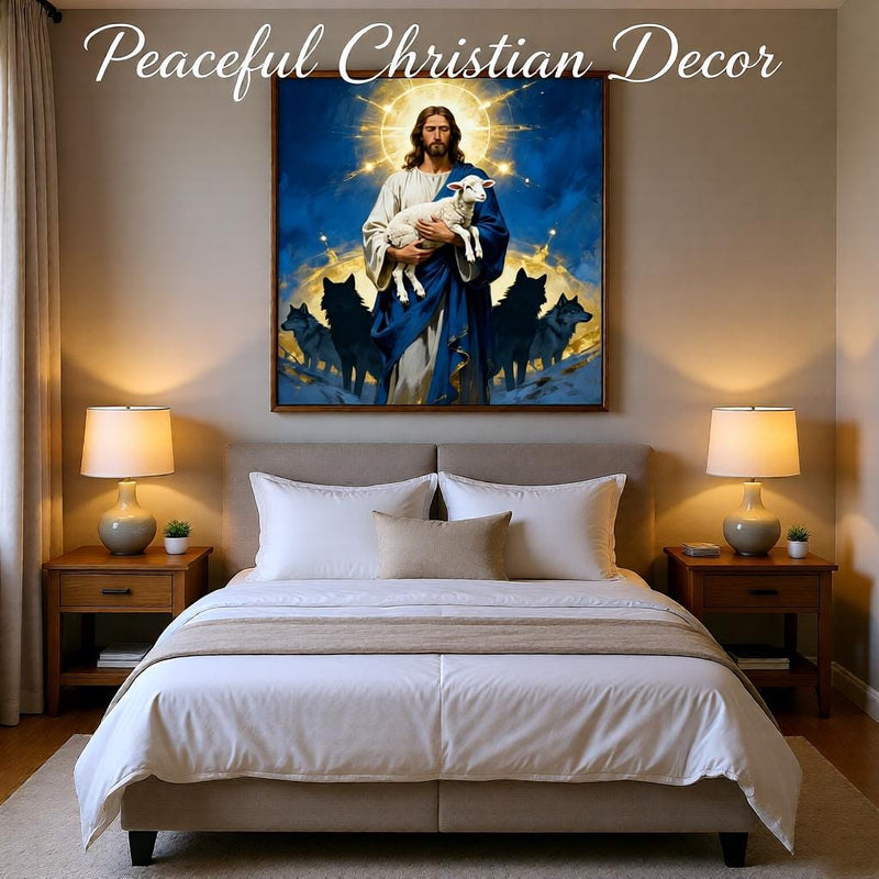 Load image into Gallery viewer, Good Shepherd Art Jesus Holding Lamb Print Christian Faith Decor Matte Download Biblical
