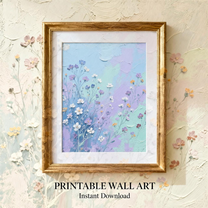 Load image into Gallery viewer, Pastel Wildflower Wall Art Printable Abstract Floral Painting Botanical Decor Digital Download Print
