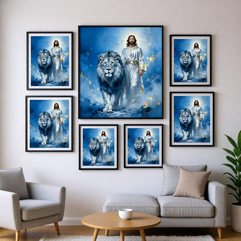 Load image into Gallery viewer, Jesus Lion Art Christian Poster Biblical Wall Decor Sacred Matte Download Faith Gift
