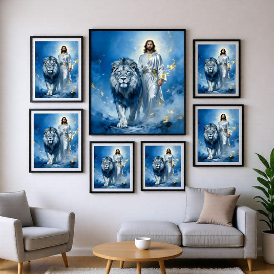 Jesus Lion Art Christian Poster Biblical Wall Decor Sacred Matte Download Faith Gift