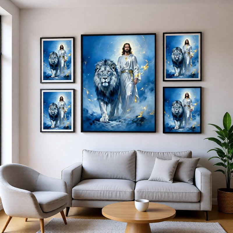 Load image into Gallery viewer, Jesus Lion Art Christian Poster Biblical Wall Decor Sacred Matte Download Faith Gift
