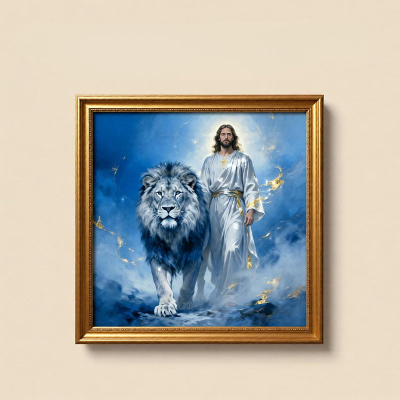 Load image into Gallery viewer, Jesus Lion Art Christian Poster Biblical Wall Decor Sacred Matte Download Faith Gift
