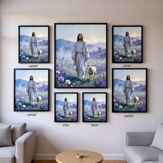 Jesus Lamb Art Leaves 99 Print Christian Gospel Decor Peaceful Matte Download Faith