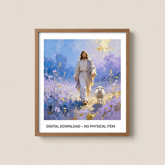 Jesus Leaves 99 Art Lamb Shepherd Print Christian Decor Matte Download Faith