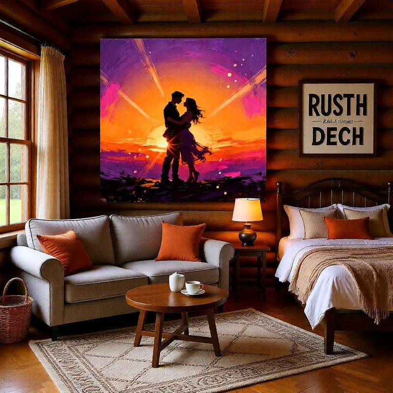 Load image into Gallery viewer, Sunset Couple Art Romantic Silhouette Print Colorful Lovers Decor Matte Download Gift
