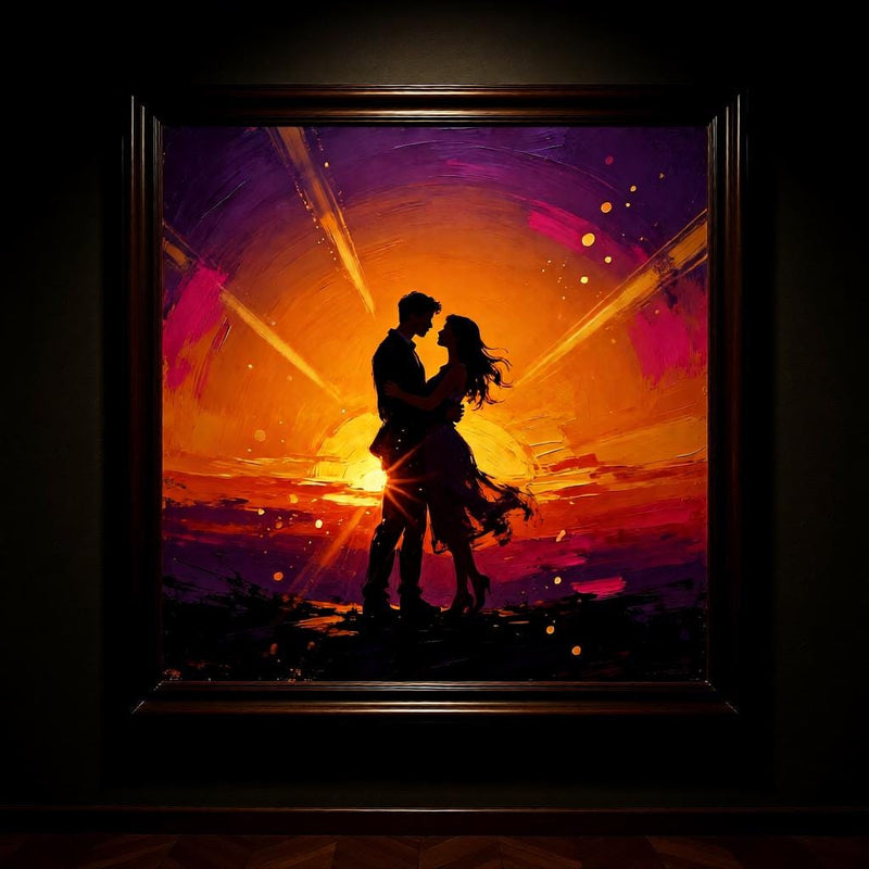 Load image into Gallery viewer, Sunset Couple Art Romantic Silhouette Print Colorful Lovers Decor Matte Download Gift
