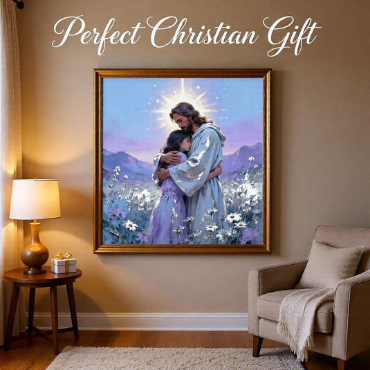 Jesus Art Printable Hugging Child Faith Artwork Christian Decor Matte Download Gift