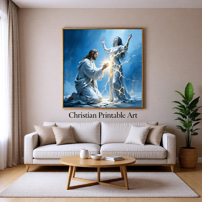 Load image into Gallery viewer, Jesus Healing Art Christian Wall Print Faith Based Decor Matte Download Biblical Artwork
