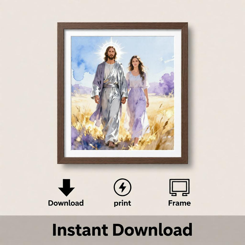 Load image into Gallery viewer, Faith Based Decor Jesus Walking Print Christian Artwork Scripture Matte Download Wall Art
