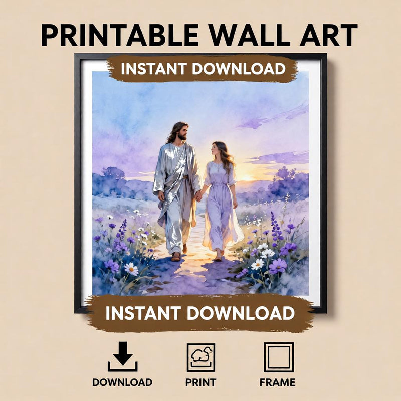 Load image into Gallery viewer, Jesus Print Walking Woman Art Christian Faith Decor Matte Download Biblical Wall Gift
