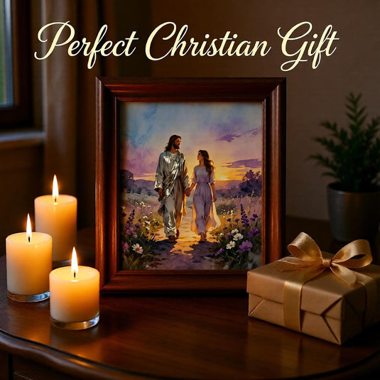 Jesus Print Walking Woman Art Christian Faith Decor Matte Download Biblical Wall Gift