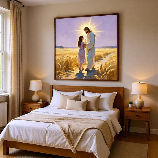 Jesus Wall Art Walking Child Print Christian Faith Decor Matte Download Sacred Artwork