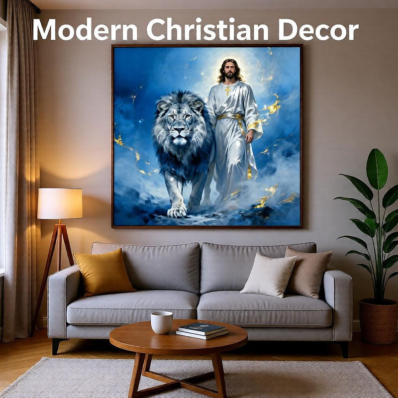 Load image into Gallery viewer, Lion of Judah Art Jesus Poster Christian Faith Decor Matte Download Biblical Wall
