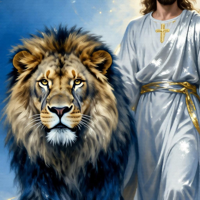 Load image into Gallery viewer, Lion of Judah Art Jesus Poster Christian Faith Decor Matte Download Biblical Wall
