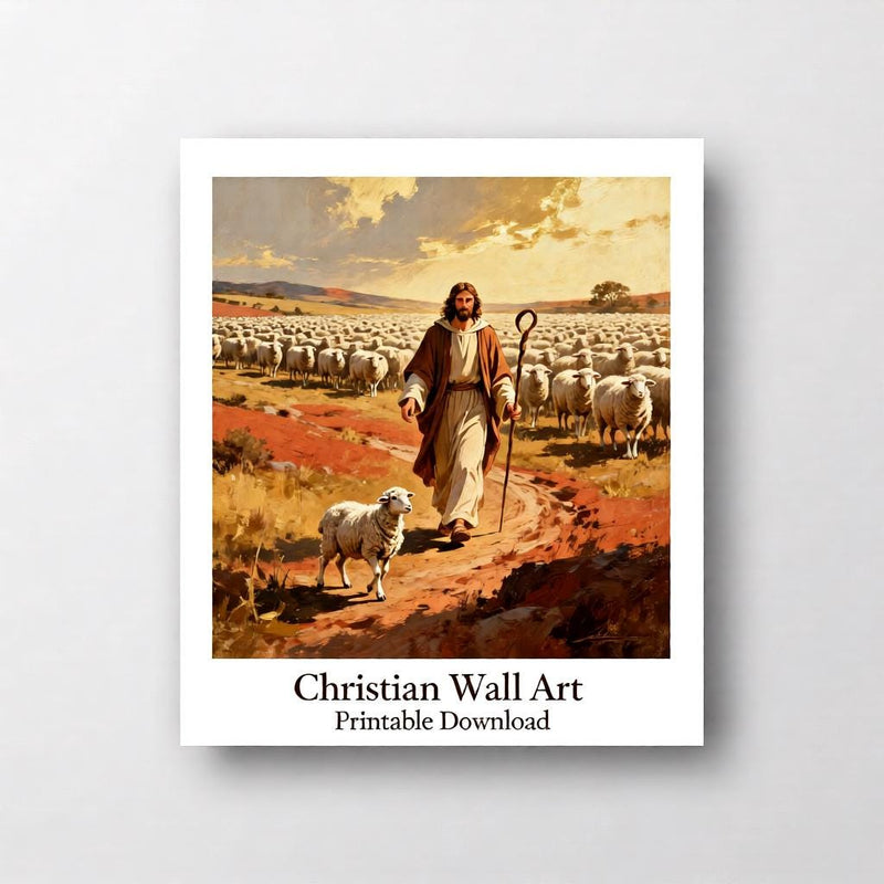 Load image into Gallery viewer, Jesus Wall Art Lost Sheep Print Christian Shepherd Decor Matte Download Scripture Gift
