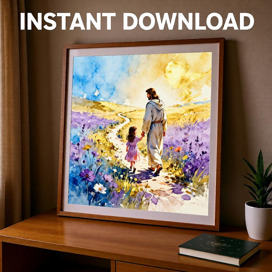 LDS Wall Art Come Follow Me Jesus Walking Child Print Christian Matte Download Faith