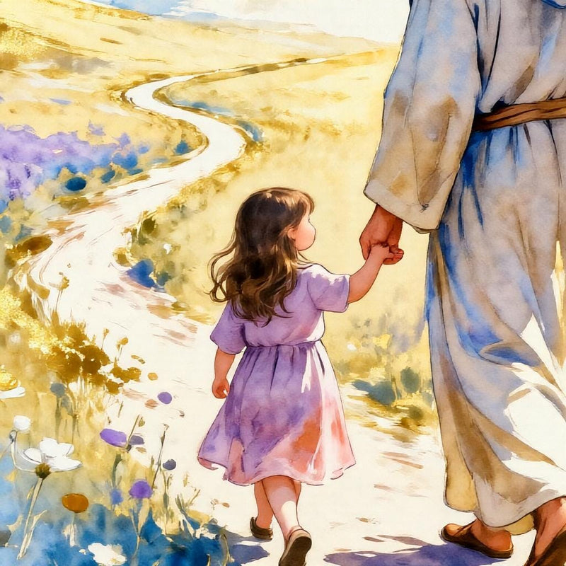 Load image into Gallery viewer, LDS Wall Art Come Follow Me Jesus Walking Child Print Christian Matte Download Faith

