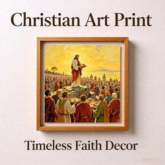 Jesus Feeding 5000 Art Christian Wall Print Bible Story Decor Matte Download Faith