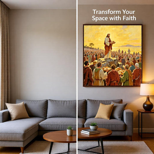 Jesus Feeding 5000 Art Christian Wall Print Bible Story Decor Matte Download Faith