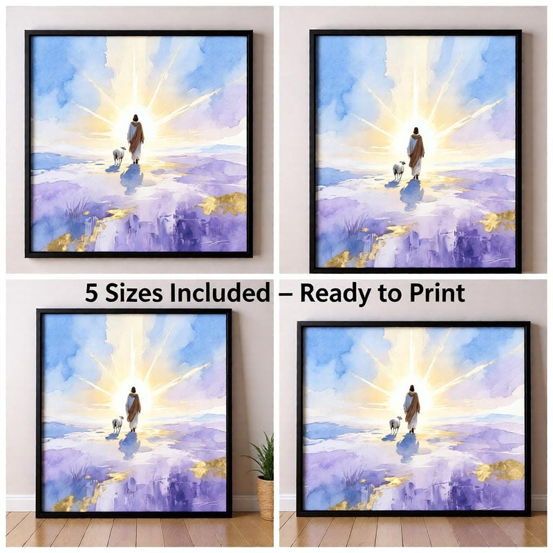 Load image into Gallery viewer, Jesus Leaves The 99 Lost Sheep Printable Wall Art Christian Decor Faith Inspired Download
