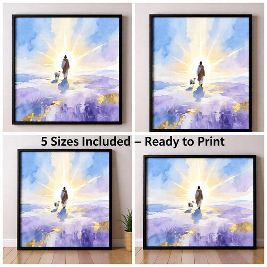Jesus Leaves The 99 Lost Sheep Printable Wall Art Christian Decor Faith Inspired Download