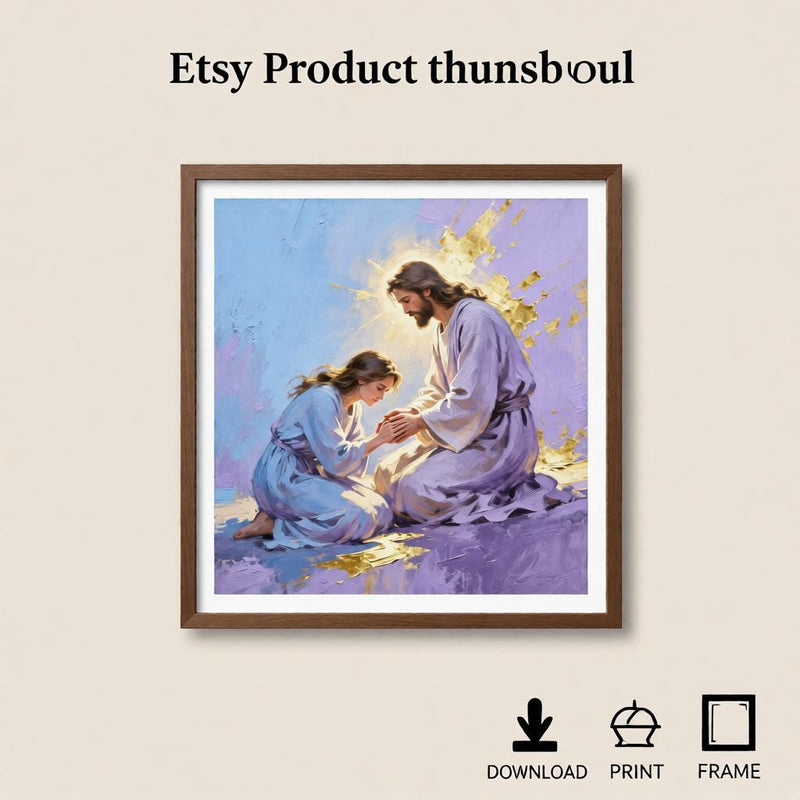 Load image into Gallery viewer, Jesus Healing Art Christian Poster Bible Story Print Faith Decor Matte Download Artwork
