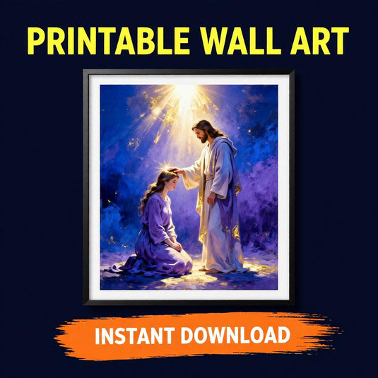 Jesus Healing Art Christian Wall Print Faith Decor Matte Download Spiritual Blessing Artwork