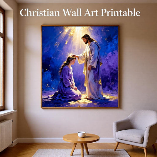 Jesus Healing Art Christian Wall Print Faith Decor Matte Download Spiritual Blessing Artwork