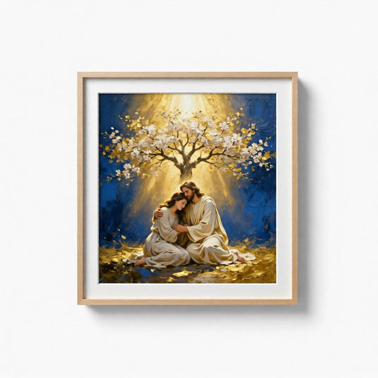 Jesus Healing Art Comforting Woman Print Christian Faith Decor Matte Download Spiritual Gift
