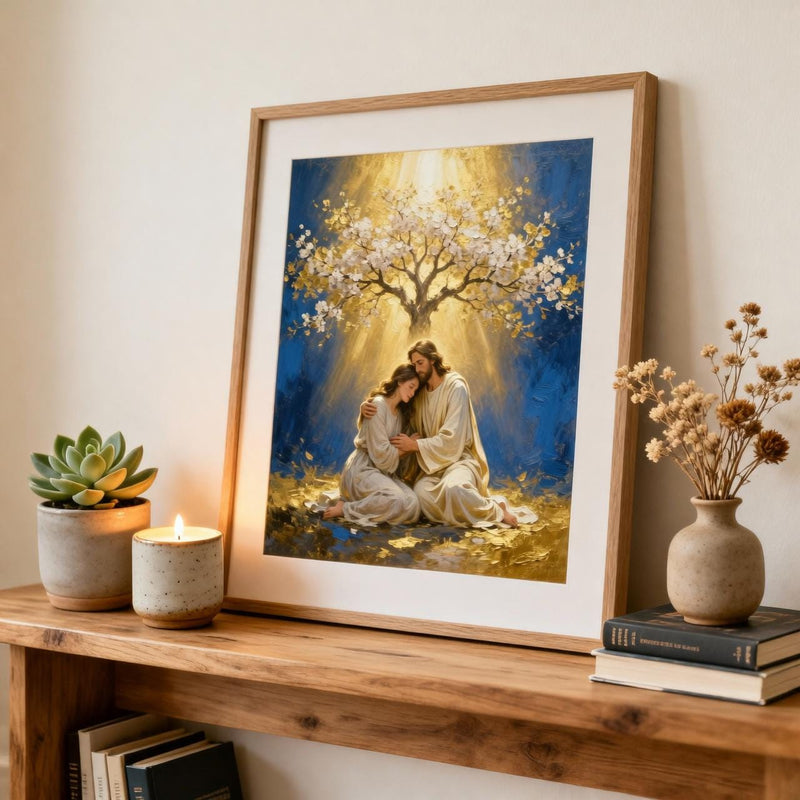 Load image into Gallery viewer, Jesus Healing Art Comforting Woman Print Christian Faith Decor Matte Download Spiritual Gift
