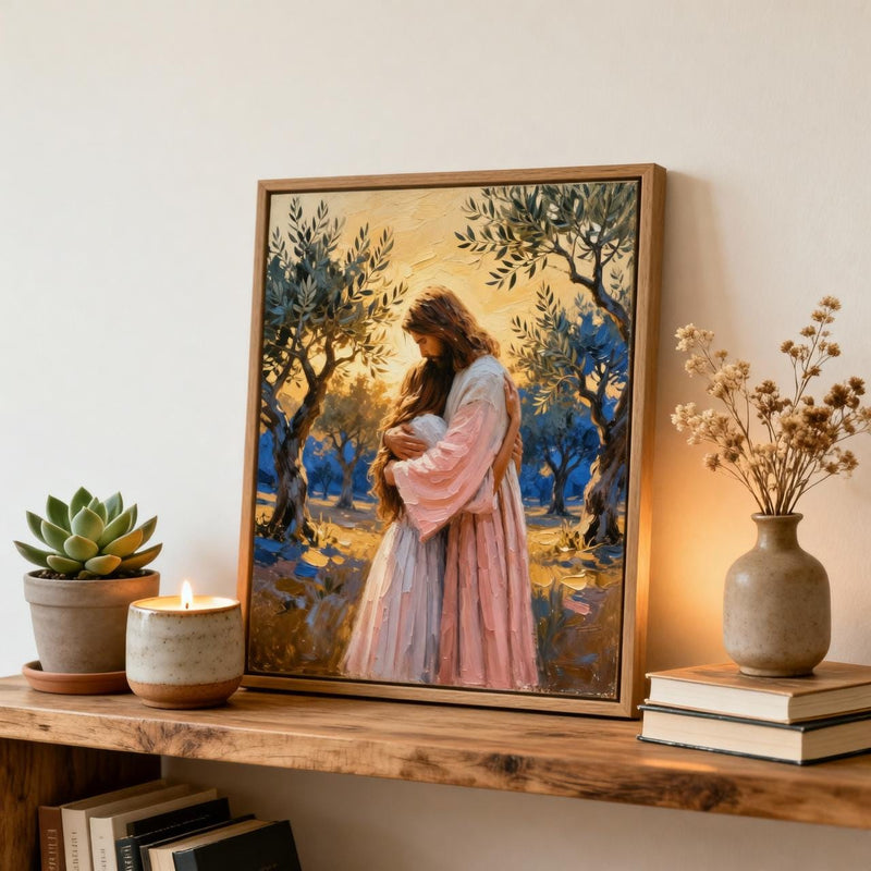 Load image into Gallery viewer, Jesus Embrace Art Christian Love Print Modern Faith Wall Decor Matte Download Gift

