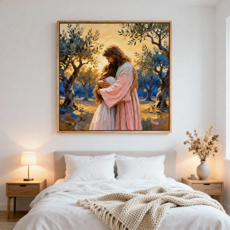 Load image into Gallery viewer, Jesus Embrace Art Christian Love Print Modern Faith Wall Decor Matte Download Gift
