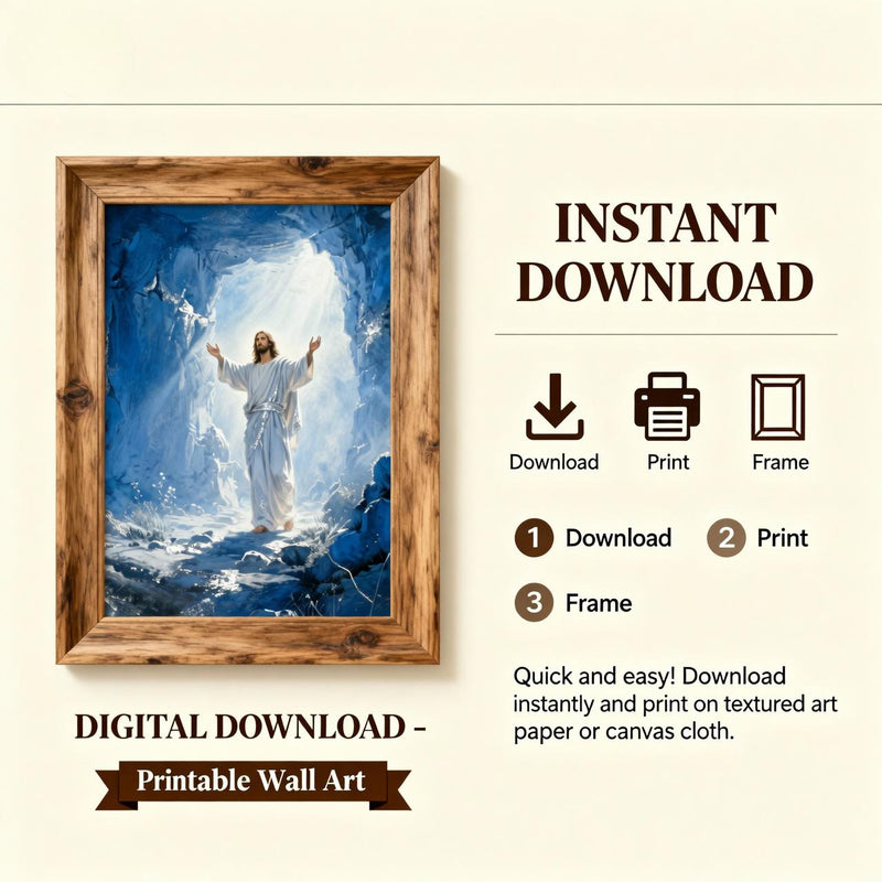 Load image into Gallery viewer, Empty Tomb Art Jesus Resurrection Print Modern Christian Wall Decor Matte Download Easter
