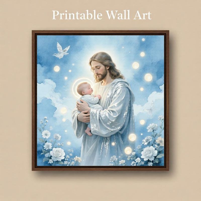 Load image into Gallery viewer, Jesus Holding Baby Wall Art Printable Christian Nursery Decor (Instant Download)
