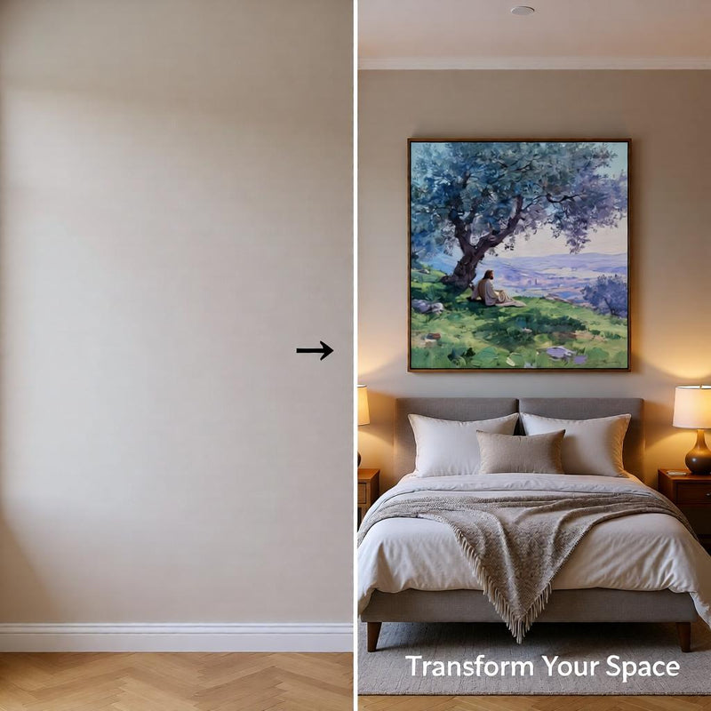 Load image into Gallery viewer, LDS Wall Art Jesus Olive Tree Print Christian Landscape Decor Matte Download Peaceful
