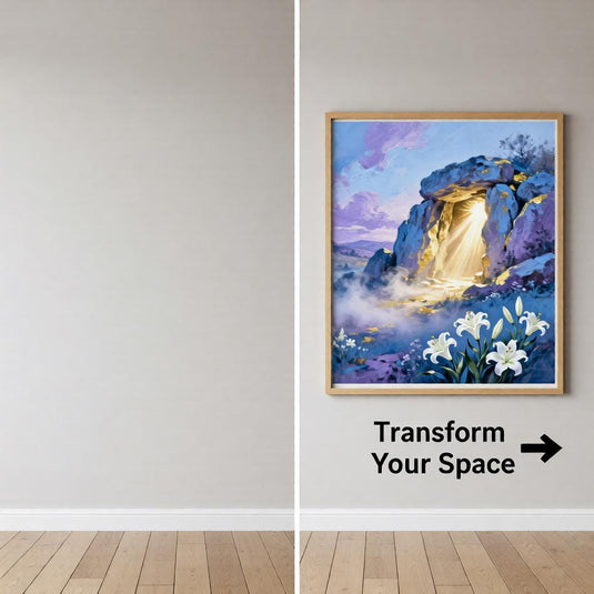 Empty Tomb Art Easter Lily Resurrection Christian Wall Decor Printable Matte Download